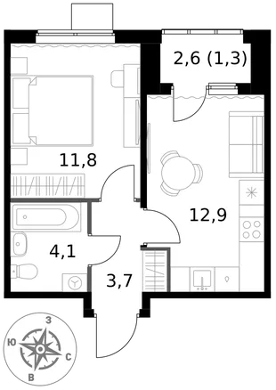 Квартира 1-комн. квартира, 33.8 м² ЖК «1-й Ясеневский» Фото 1 Квартира 1-комн. квартира, 33.8 м² ЖК «1-й Ясеневский» Фото 1