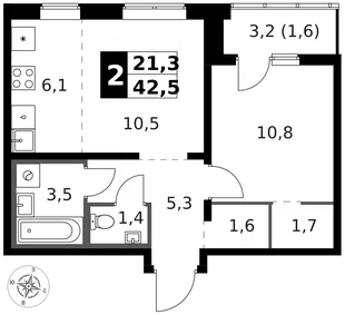 Квартира 2-комн. квартира, 43.5 м² ЖК «1-й Ясеневский» Фото 1 Квартира 2-комн. квартира, 43.5 м² ЖК «1-й Ясеневский» Фото 1
