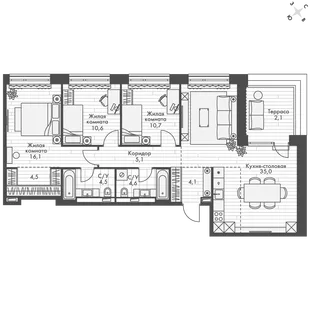 Квартира 4-комн. квартира, 97.3 м² ЖК «Философия» Фото 1
