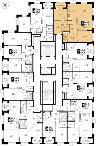 Квартира 4-комн. квартира, 88.3 м² ЖК «1-й Саларьевский» Фото 2 Квартира 4-комн. квартира, 88.3 м² ЖК «1-й Саларьевский» Фото 2