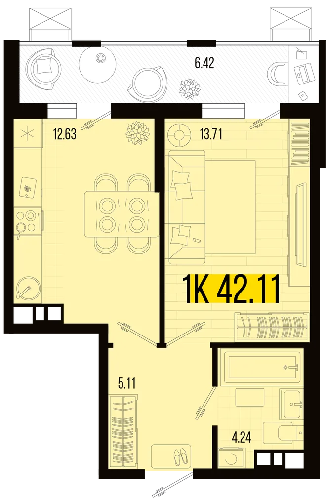 Планировка 1-комн. квартира, 38.9 м² ЖК «Цветной бульвар» Планировка 1-комн. квартира, 38.9 м² ЖК «Цветной бульвар»