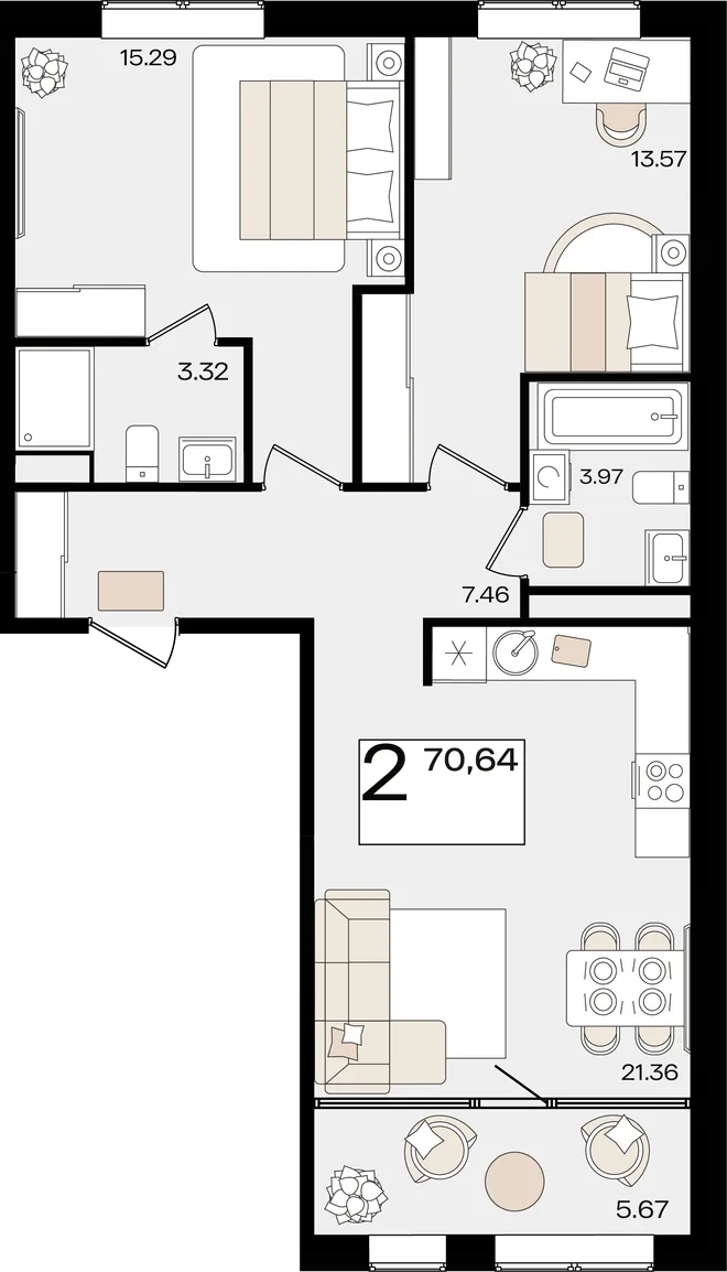 Планировка 2-комн. квартира, 70.52 м² ЖК «Патрики» Планировка 2-комн. квартира, 70.52 м² ЖК «Патрики»