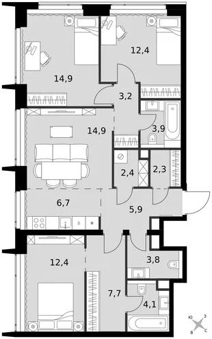 Квартира 4-комн. квартира, 94.6 м² ЖК «Amber Сity» Фото 1 Квартира 4-комн. квартира, 94.6 м² ЖК «Amber Сity» Фото 1