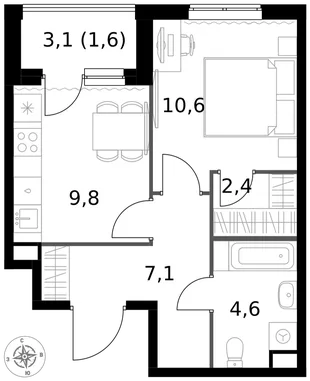 Квартира 1-комн. квартира, 36.1 м² ЖК «1-й Измайловский» Фото 1 Квартира 1-комн. квартира, 36.1 м² ЖК «1-й Измайловский» Фото 1