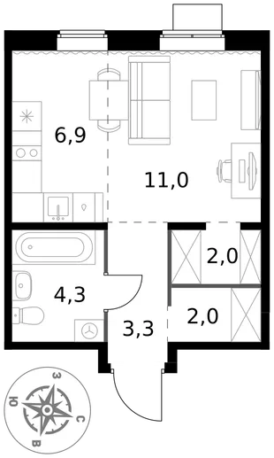 Квартира Студия, 29.5 м² ЖК «1-й Ясеневский» Фото 1