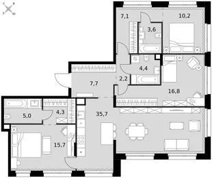 Квартира 4-комн. квартира, 112.7 м² ЖК «Симоновский Вал» Фото 1 Квартира 4-комн. квартира, 112.7 м² ЖК «Симоновский Вал» Фото 1