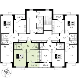 Квартира 1-комн. квартира, 42.1 м² ЖК «1-й Донской» Фото 2 Квартира 1-комн. квартира, 42.1 м² ЖК «1-й Донской» Фото 2