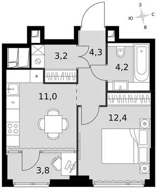 Квартира 1-комн. квартира, 38.9 м² ЖК «Sydney City» Фото 1 Квартира 1-комн. квартира, 38.9 м² ЖК «Sydney City» Фото 1