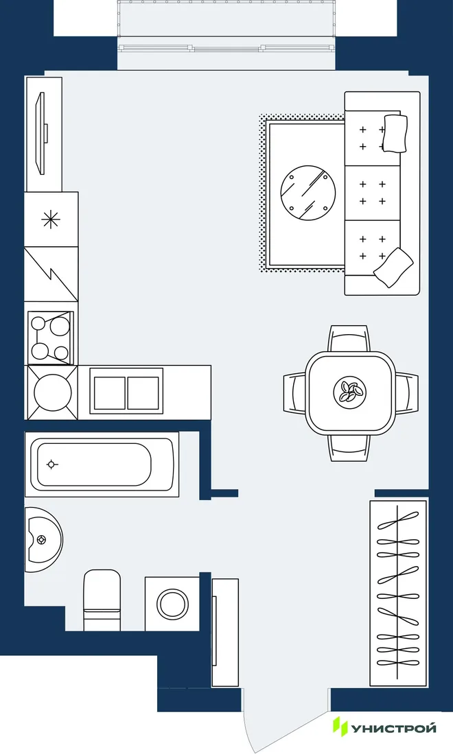 Планировка 1-комн. квартира, 28.11 м² ЖК «ГРАНД БЕРЕГ» Планировка 1-комн. квартира, 28.11 м² ЖК «ГРАНД БЕРЕГ»