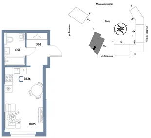 Планировка Студия, 28.16 м² ЖК «Сибирский сад»