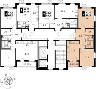 Квартира 2-комн. квартира, 56.9 м² ЖК «1-й Южный» Фото 2 Квартира 2-комн. квартира, 56.9 м² ЖК «1-й Южный» Фото 2
