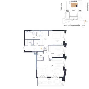 Планировка 2-комн. квартира, 111.25 м² ЖК «Репаблик»