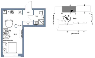Планировка Студия, 24.98 м² ЖК «Страна.Энтузиастов»