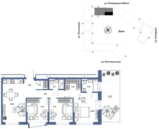 Планировка 4-комн. квартира, 97.69 м² ЖК «Страна.Парковая»