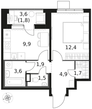 Квартира 1-комн. квартира, 37.7 м² ЖК «1-й Химкинский» Фото 1 Квартира 1-комн. квартира, 37.7 м² ЖК «1-й Химкинский» Фото 1