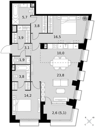 Квартира 3-комн. квартира, 89.3 м² ЖК «Sydney City» Фото 1 Квартира 3-комн. квартира, 89.3 м² ЖК «Sydney City» Фото 1