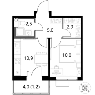 Квартира 1-комн. квартира, 32.5 м² ЖК «1-й Шереметьевский» Фото 1 Квартира 1-комн. квартира, 32.5 м² ЖК «1-й Шереметьевский» Фото 1