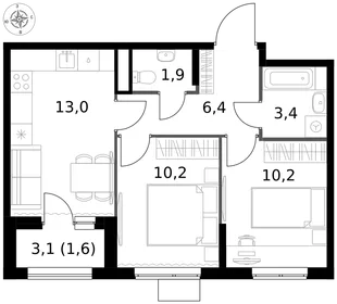 Квартира 2-комн. квартира, 46.7 м² ЖК «1-й Измайловский» Фото 1 Квартира 2-комн. квартира, 46.7 м² ЖК «1-й Измайловский» Фото 1