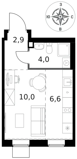 Квартира Студия, 23.5 м² ЖК «1-й Ясеневский» Фото 1