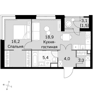 Квартира 2-комн. квартира, 47.1 м² ЖК «Sky Garden» Фото 1 Квартира 2-комн. квартира, 47.1 м² ЖК «Sky Garden» Фото 1