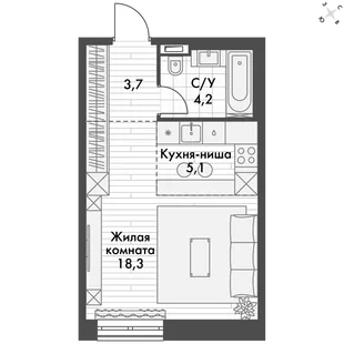 Квартира Студия, 31.4 м² ЖК «Философия» Фото 1 Квартира Студия, 31.4 м² ЖК «Философия» Фото 1