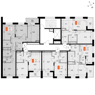 Квартира 3-комн. квартира, 74.3 м² ЖК «ФоРест» Фото 2 Квартира 3-комн. квартира, 74.3 м² ЖК «ФоРест» Фото 2