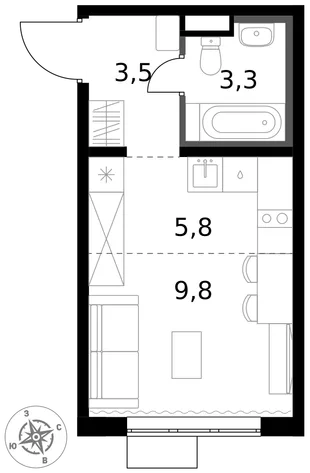 Квартира Студия, 22.4 м² ЖК «1-й Химкинский» Фото 1