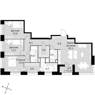 Квартира 3-комн. квартира, 120.3 м² ЖК «Sky Garden» Фото 1 Квартира 3-комн. квартира, 120.3 м² ЖК «Sky Garden» Фото 1