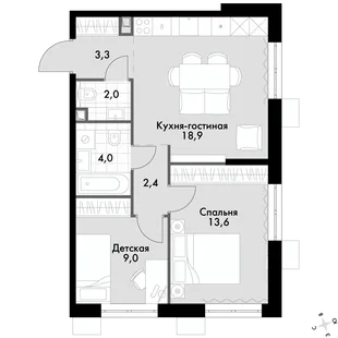 Квартира 3-комн. квартира, 53.3 м² ЖК «Флагман» Фото 1 Квартира 3-комн. квартира, 53.3 м² ЖК «Флагман» Фото 1