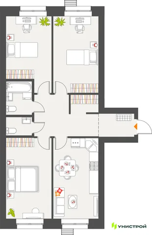 Планировка 3-комн. квартира, 81.69 м² ЖК «Атмосфера»
