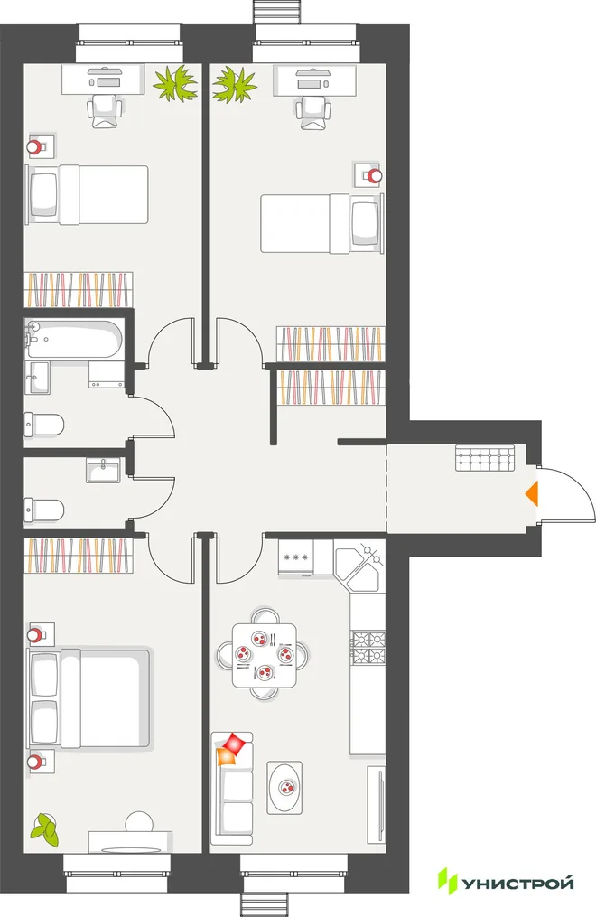 Планировка 3-комн. квартира, 81.69 м² ЖК «Атмосфера»