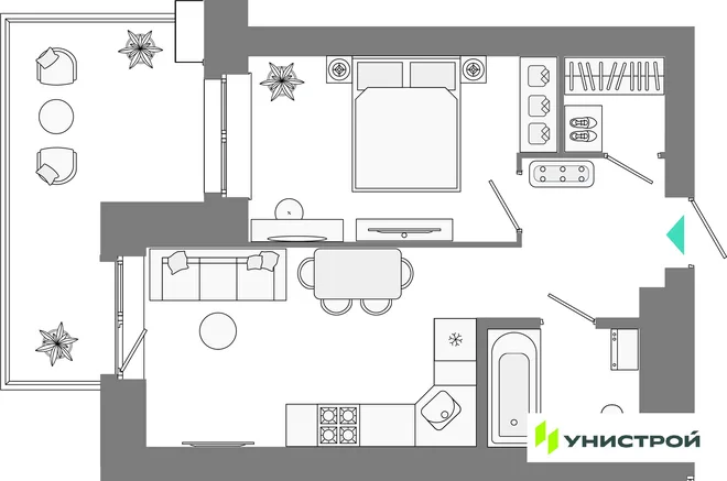 Планировка 2-комн. квартира, 39.87 м² ЖК «Лето» Планировка 2-комн. квартира, 39.87 м² ЖК «Лето»