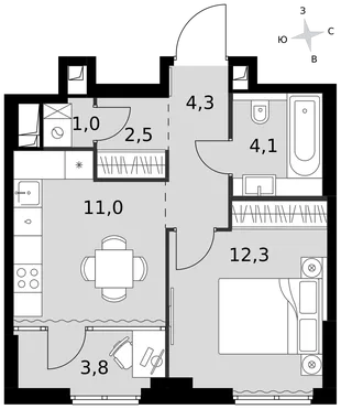 Квартира 1-комн. квартира, 39 м² ЖК «Sydney City» Фото 1 Квартира 1-комн. квартира, 39 м² ЖК «Sydney City» Фото 1
