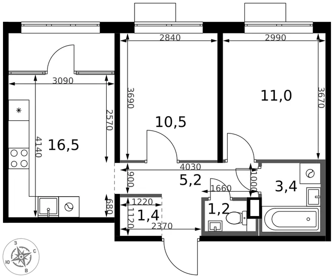 Планировка 2-комн. квартира, 49.2 м² ЖК «1-й Химкинский» Планировка 2-комн. квартира, 49.2 м² ЖК «1-й Химкинский»