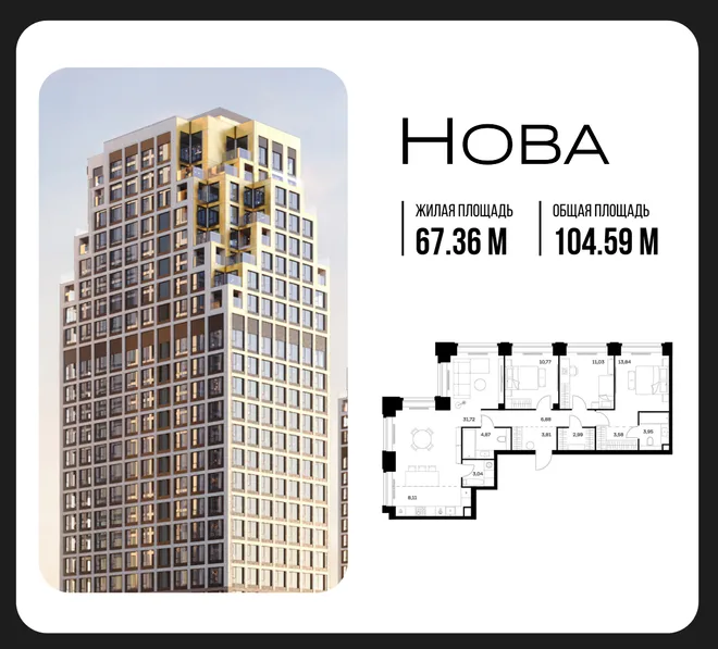 Планировка 3-комн. квартира, 104.59 м² ЖК «NOVA (Нова)» Планировка 3-комн. квартира, 104.59 м² ЖК «NOVA (Нова)»