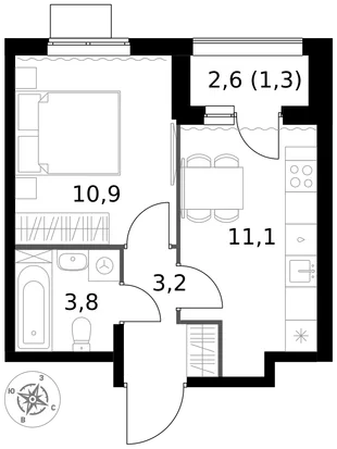 Квартира 1-комн. квартира, 30.3 м² ЖК «1-й Измайловский» Фото 1 Квартира 1-комн. квартира, 30.3 м² ЖК «1-й Измайловский» Фото 1
