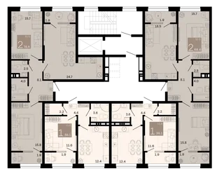 Квартира 1-комн. квартира, 38 м² ЖК «Хозяин морей» Фото 1