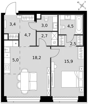 Квартира 2-комн. квартира, 59.9 м² ЖК «Amber Сity» Фото 1 Квартира 2-комн. квартира, 59.9 м² ЖК «Amber Сity» Фото 1