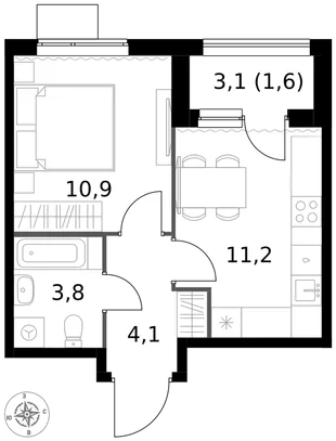 Квартира 1-комн. квартира, 31.6 м² ЖК «1-й Измайловский» Фото 1 Квартира 1-комн. квартира, 31.6 м² ЖК «1-й Измайловский» Фото 1
