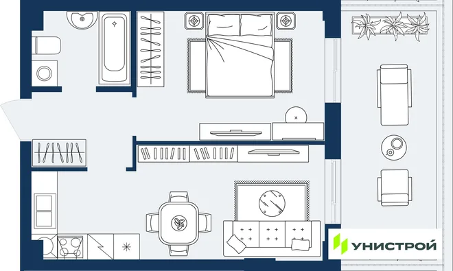 Планировка 1-комн. квартира, 41.53 м² ЖК «ГРАНД БЕРЕГ» Планировка 1-комн. квартира, 41.53 м² ЖК «ГРАНД БЕРЕГ»