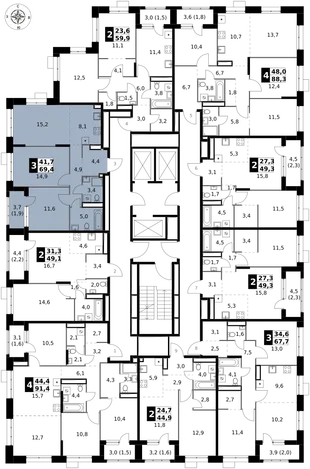 Квартира 3-комн. квартира, 69.4 м² ЖК «1-й Саларьевский» Фото 2 Квартира 3-комн. квартира, 69.4 м² ЖК «1-й Саларьевский» Фото 2