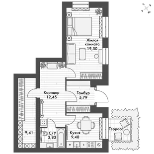 Квартира 1-комн. квартира, 60.3 м² ЖК «ФоРест» Фото 1 Квартира 1-комн. квартира, 60.3 м² ЖК «ФоРест» Фото 1