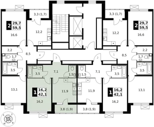 Квартира 1-комн. квартира, 42.1 м² ЖК «1-й Ленинградский» Фото 2