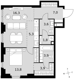 Квартира 2-комн. квартира, 55.6 м² ЖК «Sydney City» Фото 1 Квартира 2-комн. квартира, 55.6 м² ЖК «Sydney City» Фото 1