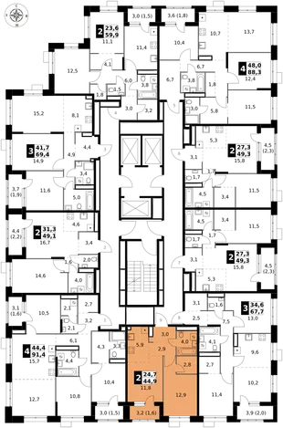 Квартира 2-комн. квартира, 44.9 м² ЖК «1-й Саларьевский» Фото 2 Квартира 2-комн. квартира, 44.9 м² ЖК «1-й Саларьевский» Фото 2
