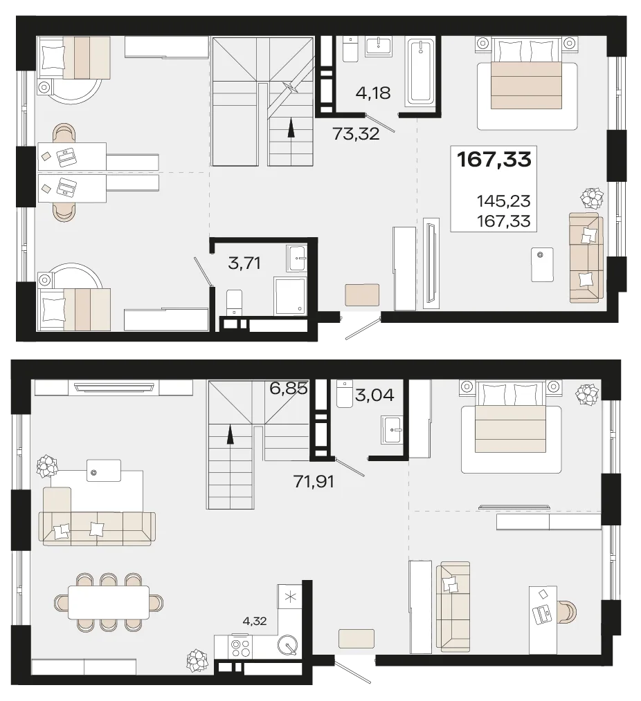 Планировка 2-комн. квартира, 167.33 м² ЖК «Патрики»