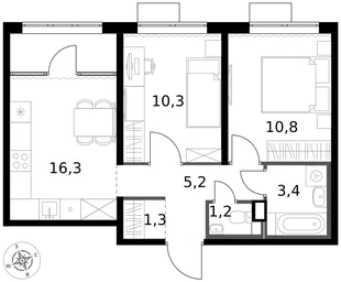 Квартира 2-комн. квартира, 48.5 м² ЖК «1-й Химкинский» Фото 1