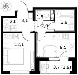 Квартира 1-комн. квартира, 36.1 м² ЖК «1-й Химкинский» Фото 1 Квартира 1-комн. квартира, 36.1 м² ЖК «1-й Химкинский» Фото 1