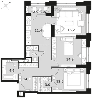 Квартира 3-комн. квартира, 80 м² ЖК «Sydney City» Фото 1