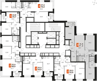 Квартира 3-комн. квартира, 87.4 м² ЖК «Sky Garden» Фото 2 Квартира 3-комн. квартира, 87.4 м² ЖК «Sky Garden» Фото 2